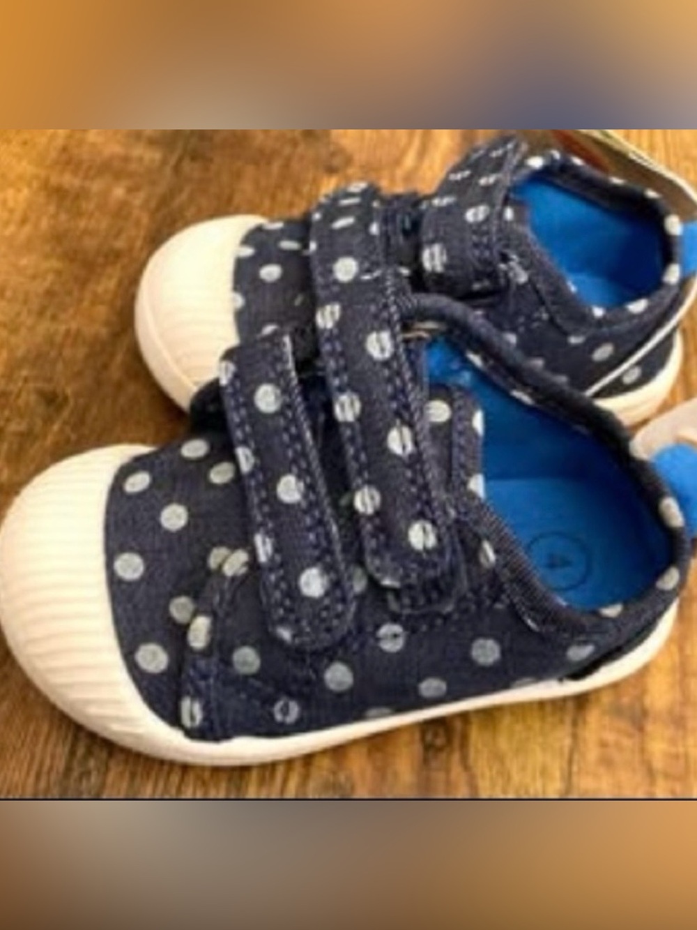 Cat & Jack Girls Canvas Polka Dot Blue Shoes Size 4T new